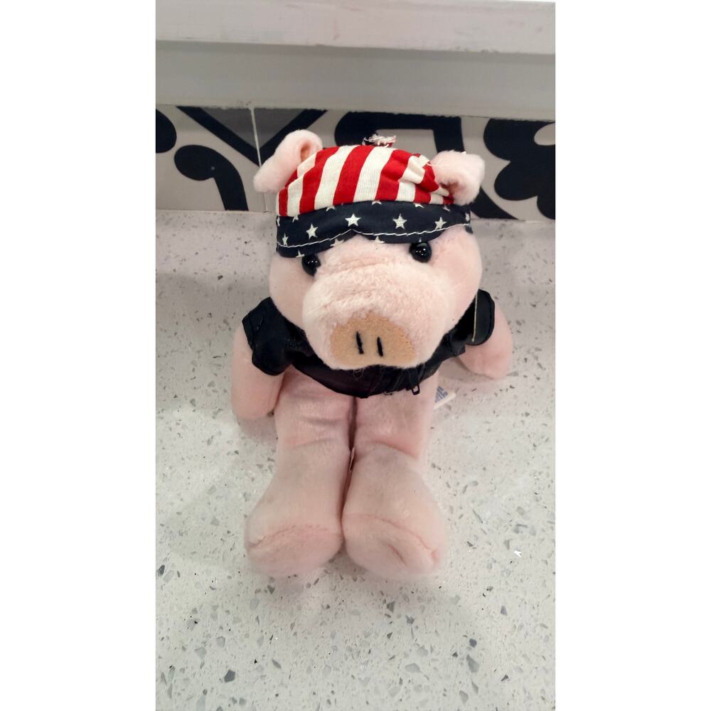 VTG 2003 Plushland Hogworth Pig ADA Diabetes Patriotic Biker Plush With Tag - Picture 2 of 5